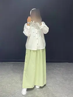 ست شومیز سفید+دامن رنگی بغل دکمهBJ کد ۱۰۱۰۳۶