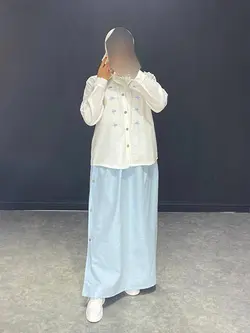 ست شومیز سفید+دامن رنگی بغل دکمهBJ کد ۱۰۱۰۳۶