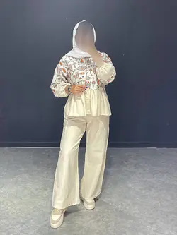 ست مانتو چین دار+شلوار بگNE کد ۱۲۲۰۰۴