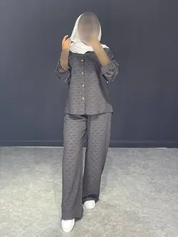 ست شومیز+شلوار ابروبادی ژاکاردTB کد ۳۱۱۰۷۷