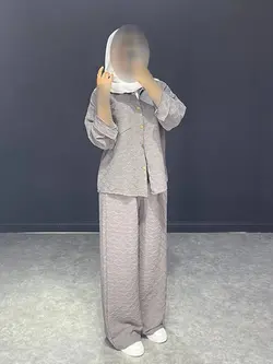 ست شومیز+شلوار ابروبادی ژاکاردTB کد ۳۱۱۰۷۷