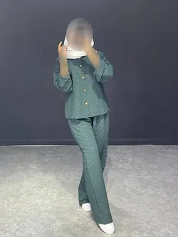 ست شومیز+شلوار ابروبادی ژاکاردTB کد ۳۱۱۰۷۷