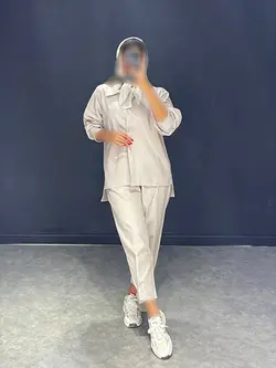 شومیز+شلوار پایین چسب کد۶۴۴۰۱۰