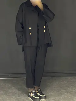 ست کت+شلوار لینن پشت بلند کد ۱۰۱۰۳۶