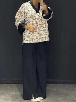 ست لینن چاپی دکمه دارNE کد ۱۲۲۰۰۴