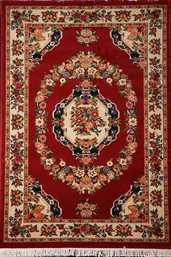 فرش سنتی مدل گلاب ، زمینه قرمز ، 400 شانه ، 1500 تراکم