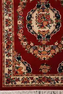 فرش سنتی مدل گلاب ، زمینه قرمز ، 400 شانه ، 1500 تراکم