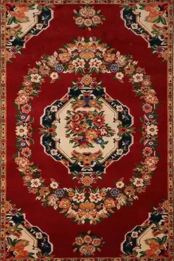 فرش سنتی مدل گلاب ، زمینه قرمز ، 400 شانه ، 1500 تراکم
