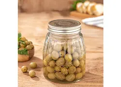 بانکه شیشه ای درب استیل سایز 3 لیمون