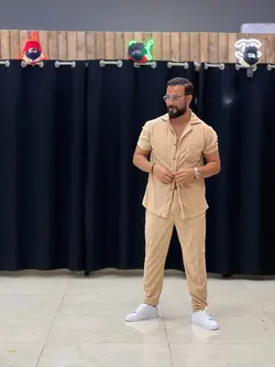 ست پیراهن شلوار کرم