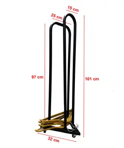 چوبکار جمع کن چرخ دار (هلالی) فلزی مشکی