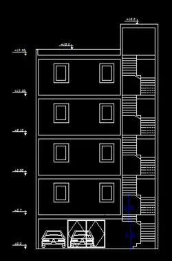 پلان ساختمان 4طبقه روی پیلوت