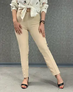 شلوار پارچه ای راسته جذب کرپ دمپا بغل چاک