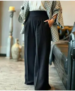 شلوار بگ استایل پارچه ای کرپ کمر کش