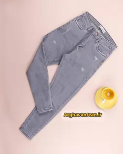 شلوار جین طوسی روشن سوپرکش ترک قد 90
