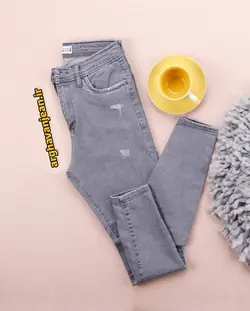شلوار جین طوسی روشن سوپرکش ترک قد 90