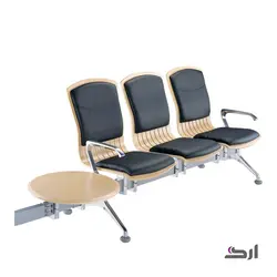 صندلی انتظار ۳ نفره با کف و پشت چوبی با تشک و بدون میز ۳۹۱۲