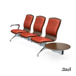 صندلی انتظار ۳ نفره با کف و پشت چوبی با تشک و بدون میز ۳۹۱۲