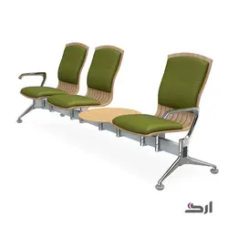 صندلی انتظار ۳ نفره با کف و پشت چوبی با تشک و بدون میز ۳۹۱۲