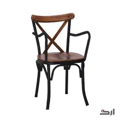 صندلی دسته دار فلزی تونت با کف ،پشت و اتصال چوبی N606W