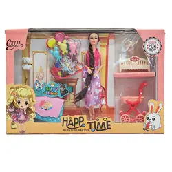 عروسک باربی همراه با کیف و کالسکه