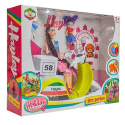 عروسک باربی با موتور و بچه