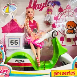 عروسک باربی با موتور و بچه