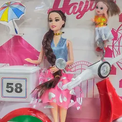 عروسک باربی با موتور و بچه