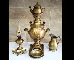 سرویس کامل  برنجی سماور ذغالی
