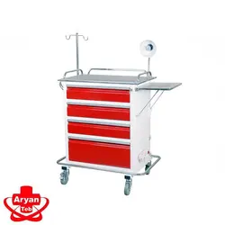 ترولی اورژانس با هولدر سرم -قیمت و خرید - فروشگاه اینترنتی تجهیزات پزشکی آرین طب