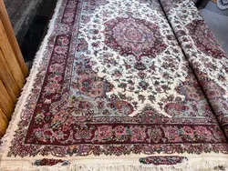 فرش طرح خطیبی قلم رج 30 گل ابریشم اندازه جفت 6 متری