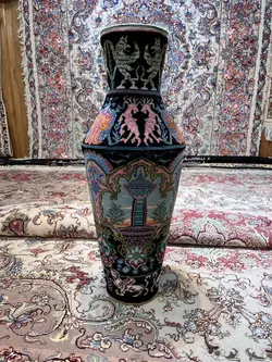 کوزه فرش حجمی رج ۵۰ گل ابریشم ارتفاع ۸۰ سانتی متر