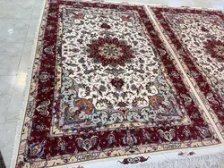 قالی طرح علیا رج 40 گل ابریشم اندازه جفت 6 متری فوق العاده درجه یک