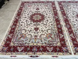 قالی طرح علیا رج 40 گل ابریشم اندازه جفت 6 متری فوق العاده درجه یک