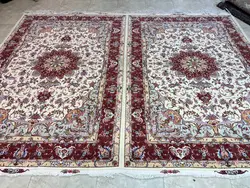 قالی طرح علیا رج 40 گل ابریشم اندازه جفت 6 متری فوق العاده درجه یک