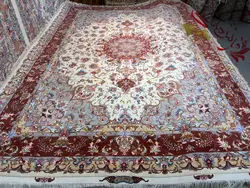 فرش طرح علیا رج۴۰ گل ابریشم اندازه تک ۹متری