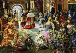 تابلو فرش کد 418 طرح مهمانی پاپ چله ابریشم در ابعاد 117 در 87 سانتی متر