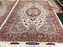 فرش طرح خطیبی رج ۳۰ گل ابریشم رج ۳۰ اندازه جفت 6 متری - فرش تبریز ملکی