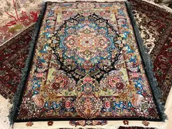 زرع و نیم طرح سالاری چله و حاشیه و گل و کف تمامأ ابریشم رج ۵۰ اندازه 1 در 1/5 متر