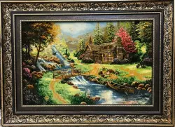 تابلو فرش کد 201 منظره چله ابریشم اندازه باقاب ۱۰۶در۷۷ سانتی متر