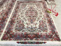 جفت قالیچه طرح خطیبی گل ابریشم رج 35 معروف به 40 اندازه 2 در 1/5 متر