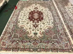 طرح کریم قلم حاشیه سنجدی گل ابریشم رج 35 اندازه جفت 6 متری