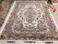 قالیچه طرح خطیبی جدید قلم حاشیه و گل ابریشم رج۴۰ اندازه ۲در ۱/۵