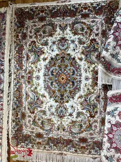 قالیچه طرح خطیبی گل ابریشم رج 35 معروف به 40 اندازه تک 2 در 1.5 متر