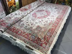 قالی طرح خطیبی گل ابریشم رج ۳۰ اندازه جفت 6 متری