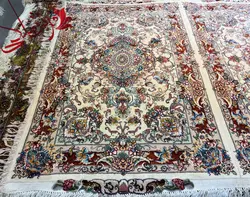 جفت زرع و نیم طرح خطیبی حاشیه و گل ابریشم رج 40 اندازه 1 در 1.5 متر