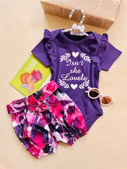 بادی و شلوارک بنفش