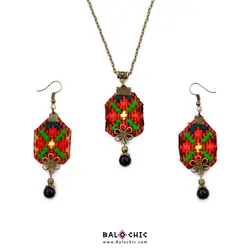 مشخصات، قیمت و خرید گوشواره و گردنبند سوزن دوزی بلوچ