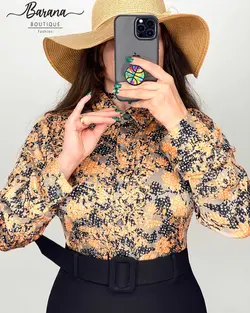 شومیز طرح دار جلو دکمه