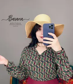 شومیز طرح دار پنج دکمه SN